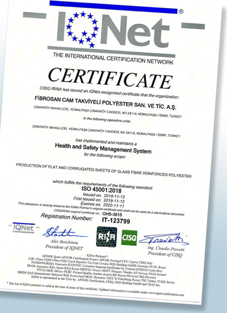 Fibrosan ISO 45001 sertifika 2019